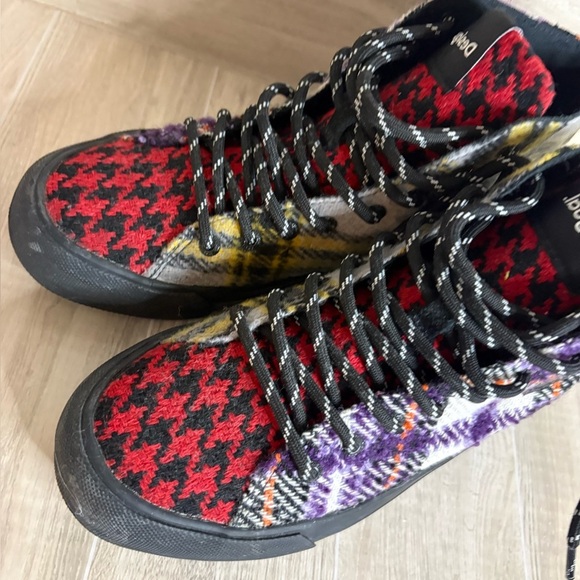 desigual TARTAN HIGH-TOP SNEAKERS plaid textured - Picture 8 of 12